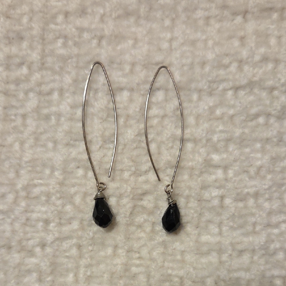 Elegant Handmade Silver and Black Drop Earrings